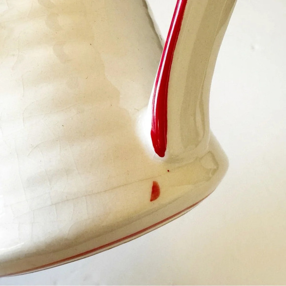 Molly Hatch Anthropologie Snowflake Coffee Mug Pottery Cream Red Winter Vibes - Picture 6 of 11